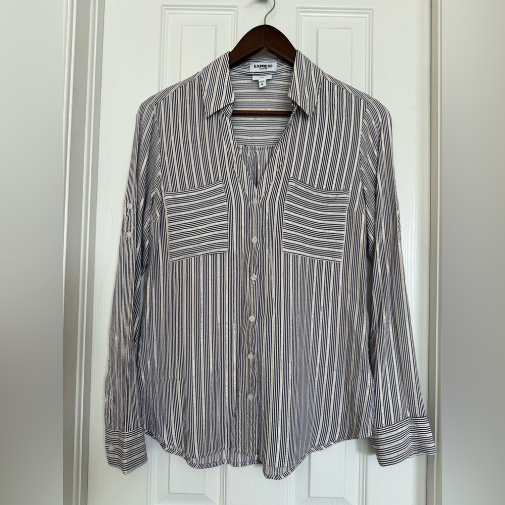 Express Slim Striped Shirt - Purple & Gold